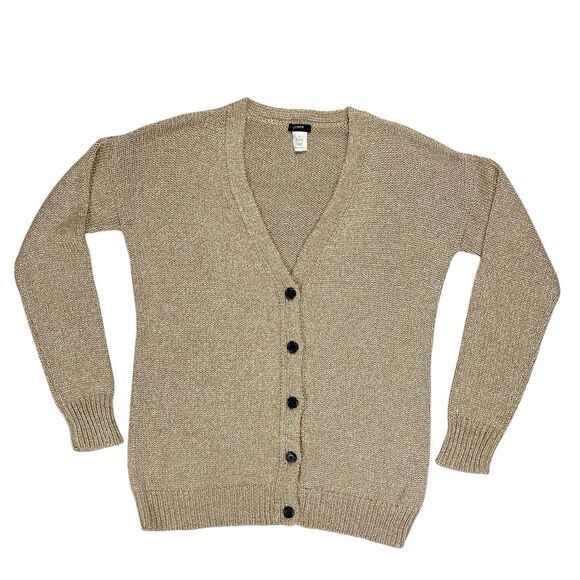 J.CREW Sweaters - J. Crew Cardigan Sweater Women S Brown Holiday Sparkle Shiny Noel Warm Knit Cozy